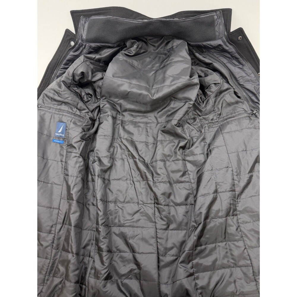 $395 NEW NAUTICA Mens 42L Black Soft Wool Modern Fit 38" Long OverCoat Jacket - Picture 2 of 10